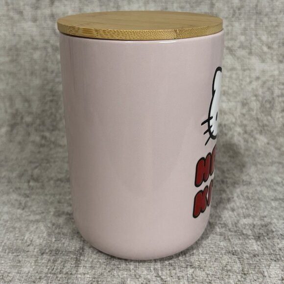 Hello Kitty Sanrio Pink Ceramic Cookie Snack Jar Canister w/ Bamboo Lid - Picture 4 of 9